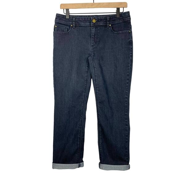 Chico’s | 00 Platinum Ultimate Fit Dark Wash Straight Leg Cropped Jeans - Picture 1 of 12